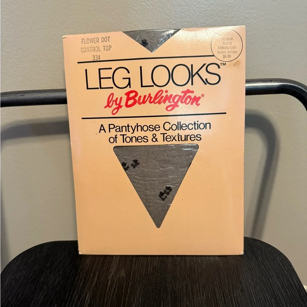 Leg Looks By Burlington Flower Dot Control Top 334 Size Medium Black Sandalfoot